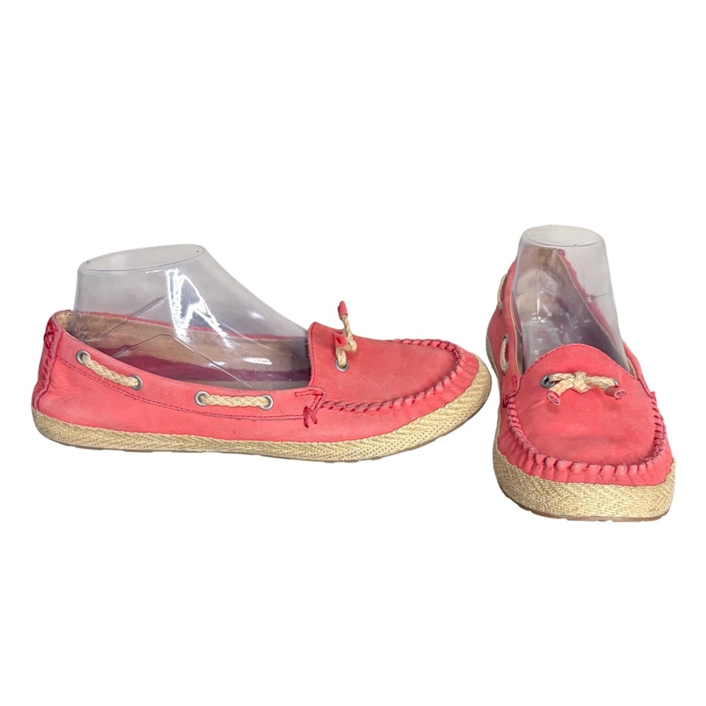 UGG Pink Espadrille Loafers Good Leather Jute Rope Moccasin Womens 9.5